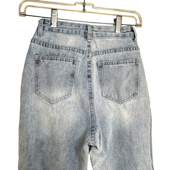 Princess Polly Jeans Size US 0 AU/UK 4 High Rise Cropped Button Fly Light Wash - Picture 5 of 8